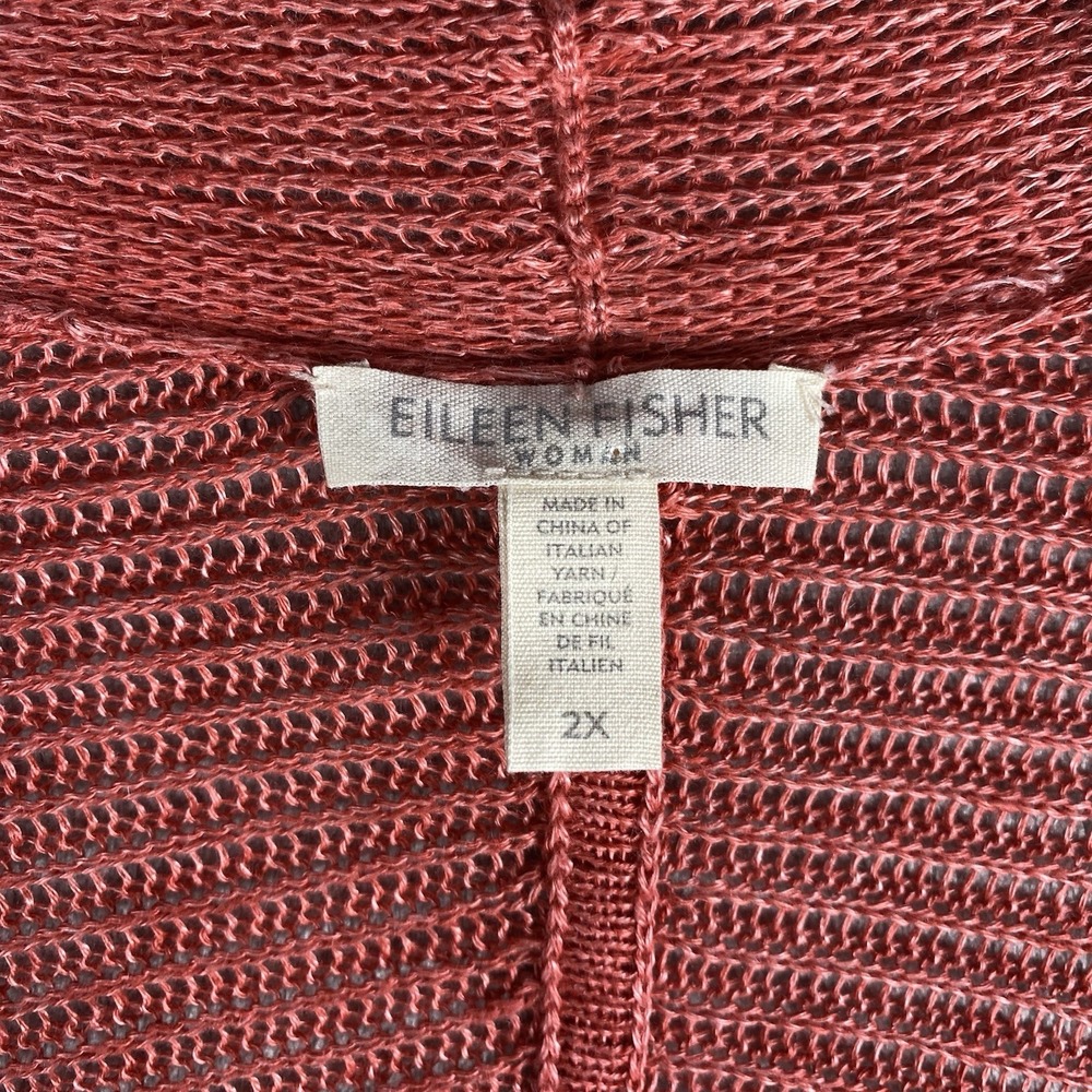 Eileen Fisher Dusty Rose Open-Front Ribbed Cardigan - Picture 4 of 10